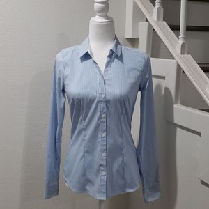 H&M Women Blue Striped Shirt
